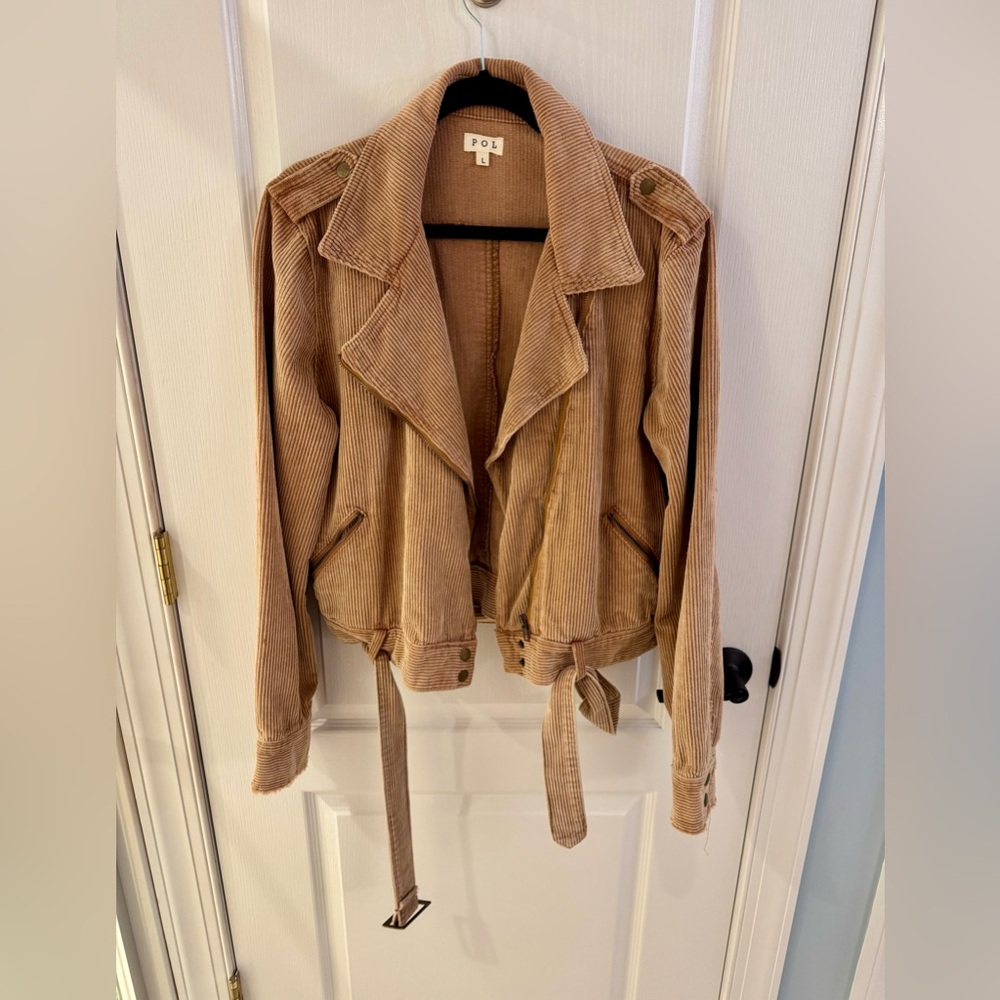 POL Tan Corduroy Jacket L with Belt